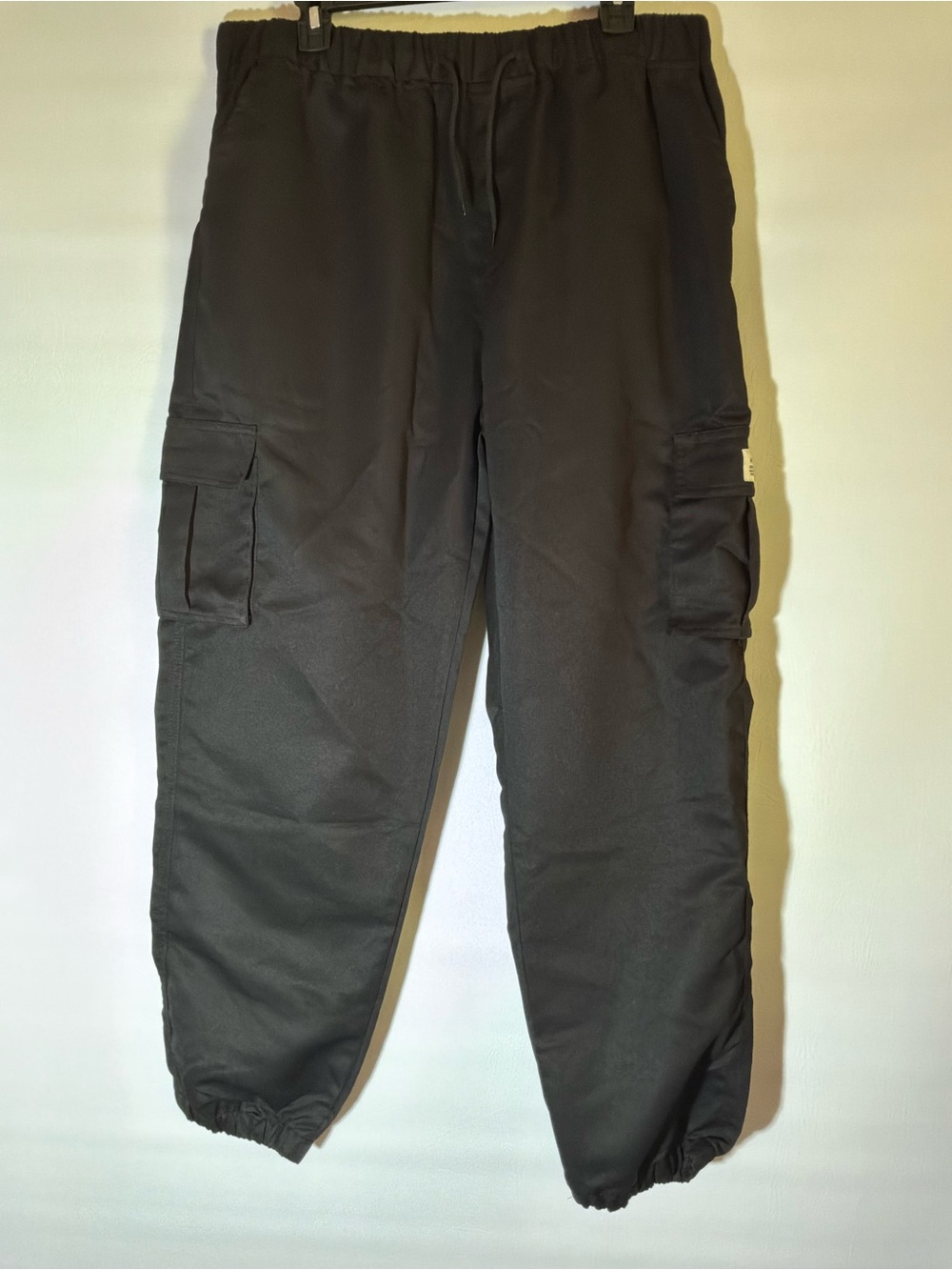 Men's Black Cargo Pants with Elastic Cuffs